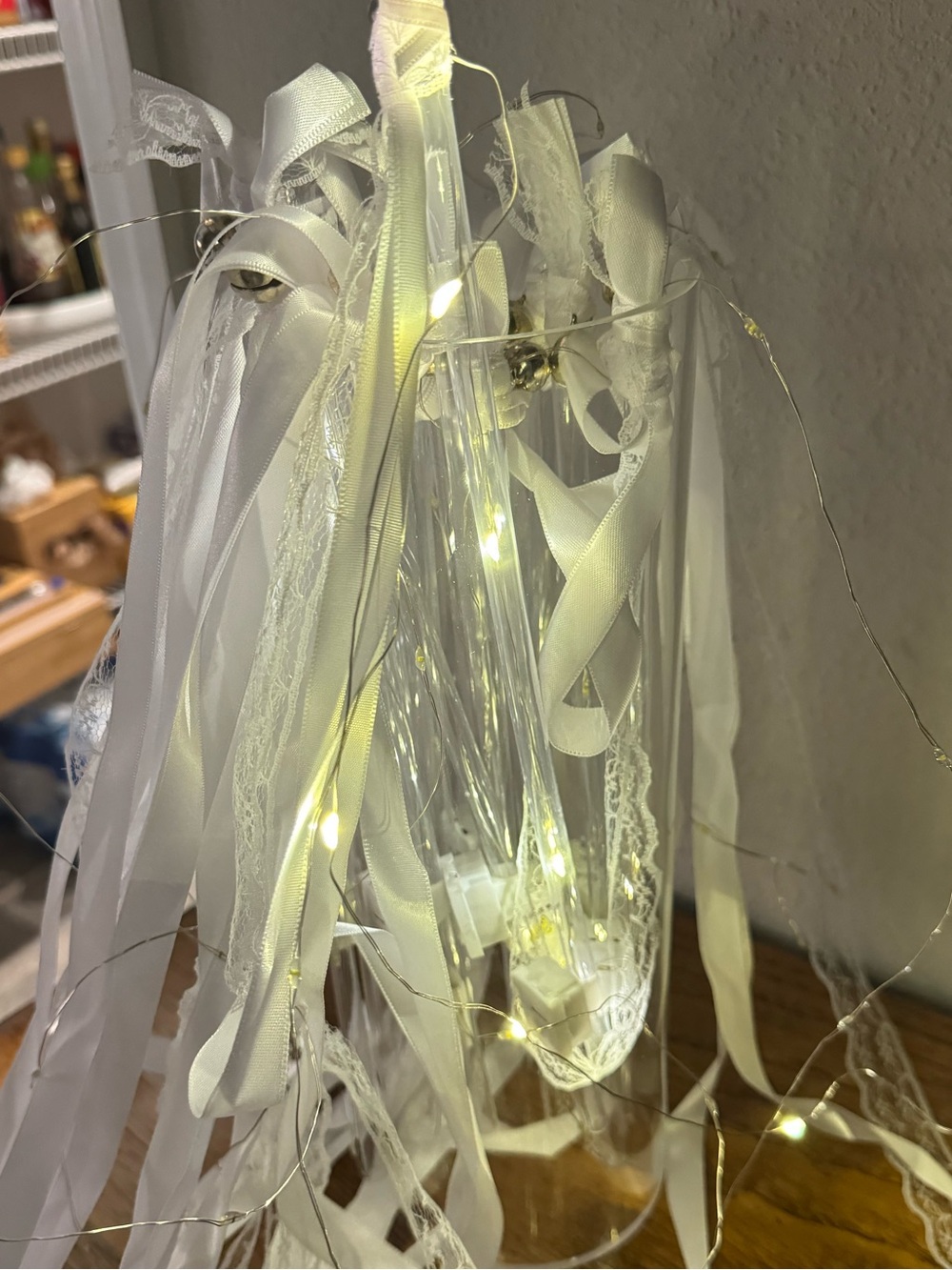10 Light Wands with White, Ribbon Party Favors— Warm White Lights